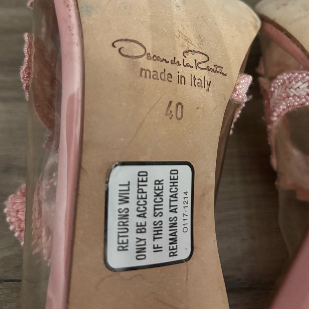 Oscar de la Renta Soft Pink PVC Patent Leather Amria Cut Out Sandals Sz 40 - Picture 10 of 15